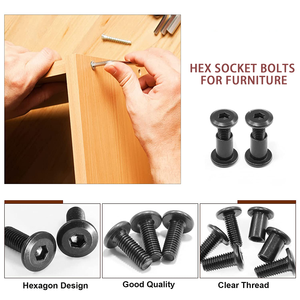 Stainless steel m12 m6 m8 hex socket flat head connection lock furniture cap splint barrel nut with hex key and Bolt