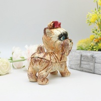 SHINNYGIFTS persan chien émail bibelot boîte peint à la main mignon charnière Animal Statue décoratif souvenir cadeaux de noël pour les enfants