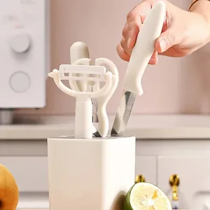 QIYE 5pcs Home Kitchen Gadgets Fruit Knife Set Including Peeler ScissorsKnifes Storage Container Complementary Food Set