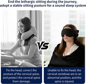 Masque de sommeil noir pliable et portable pour les yeux, avec housse de repose-tête anti-bruit et pochette de rangement zippée - Product Image 4