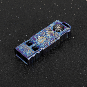 Sifflet de survie en plein air avec boussole, sifflet à haute fréquence, décibels élevés, alliage de titane, portable - Product Image 3