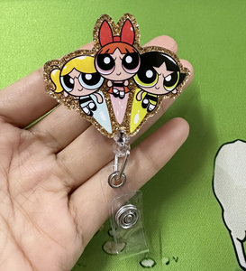 Venta al por Mayor de Lindos Portacredenciales Retráctiles de Acrílico con Forma de las Chicas Superpoderosas - Product Image 3