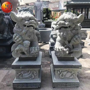 中国の伝統的なスタイルの小さなサイズの天然石彫刻北京ライオン像座り御影石フードッグドア装飾用 - Product Image 4