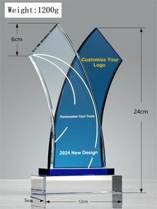 Sản phẩm 2024 mới ý tưởng hai màu lá chắn hình dạng Trophy Glass với logo phun cát giải thưởng pha lê Trophy cho cá nhân quà tặng - Product Image 2