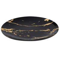 Assiettes de présentation élégantes en marbre doré, vaisselle réutilisable en plastique avec motif de luxe pour la décoration de table de mariage, banquet ou fête