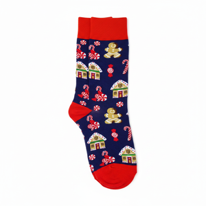 Cozy Christmas-Themed Ankle <b>Socks</b> with a Snowy House Design Breathable and <b>Warm</b> One Size Fits All Daily Use Gifts & Cookies - Product Image 2