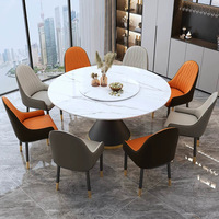 Ensemble table et chaises rondes en pierre de quartz minimaliste avec plateau tournant ; Mobilier de maison pour hôtels, banquets, restaurants et établissements de restauration