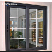 Fenêtres coulissantes en aluminium de petite taille avec grille, en verre trempé, style français, pour la maison