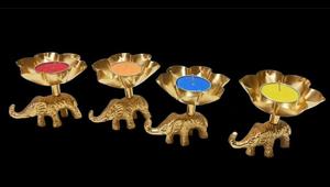 Juego de portavelas de Metal de flor de loto de pedestal de 3 piezas hecho a mano indio para boda, decoraciones de inauguración de la casa, Idea de regalo - Product Image 6