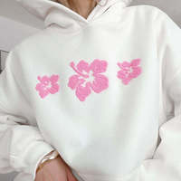 Sudadera con Capucha Personalizada Informal para Mujer, de Verano, Tejida en Algodón Grueso, Transpirable, con Hombros Caídos, Bordado Gráfico en Chenilla 3D