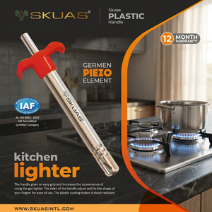 SKUAS Metal Plastic Handle Stainless Steel Long Kitchen <b>Gas</b> Lighter Stove Companion Unlimited Use Button <b>Ignition</b> Food Safe - Product Image 3