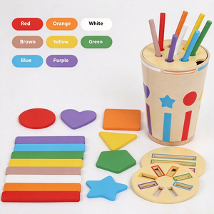 Gioco Educativo Montessori in Legno <span class=keywords><strong>per</strong></span> <span class=keywords><strong>Bambini</strong></span>, Classificazione di Forme e Colori, Gioco di Abbinamento Cognitivo Precoce - Product Image 2