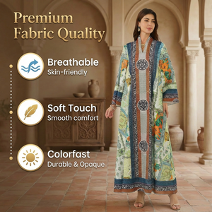 Robe longue imprimée de strass pour femme, coupe ample, style affirmé, fournisseur en gros - Product Image 2