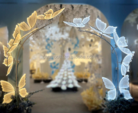 Accessoires de mariage SMS, arche géante en forme de papillon avec éclairage LED, support pour allée de mariage, décoration pour événements de mariage