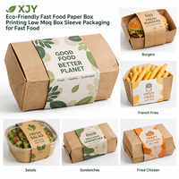 Boîte en carton écologique XJY pour restauration rapide, impression personnalisée, faible MOQ, emballage avec manchon pour la restauration rapide