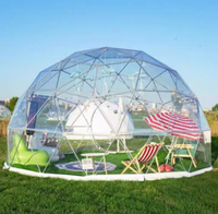 Tenda Kubah Geodesik Transparan untuk Glamping, Rumah Gelembung PC Prefabrikasi dengan Rangka Baja, Ruang Berjemur Mobile untuk Penggunaan Luar Ruangan di Resort