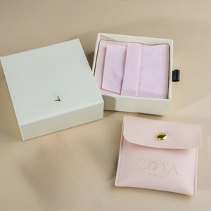 Small Custom Microfiber Jewelry Pouch <b>Box</b> with Bag Rings for Organizing and Displaying Necklaces <b>Earrings</b> - Product Image 2