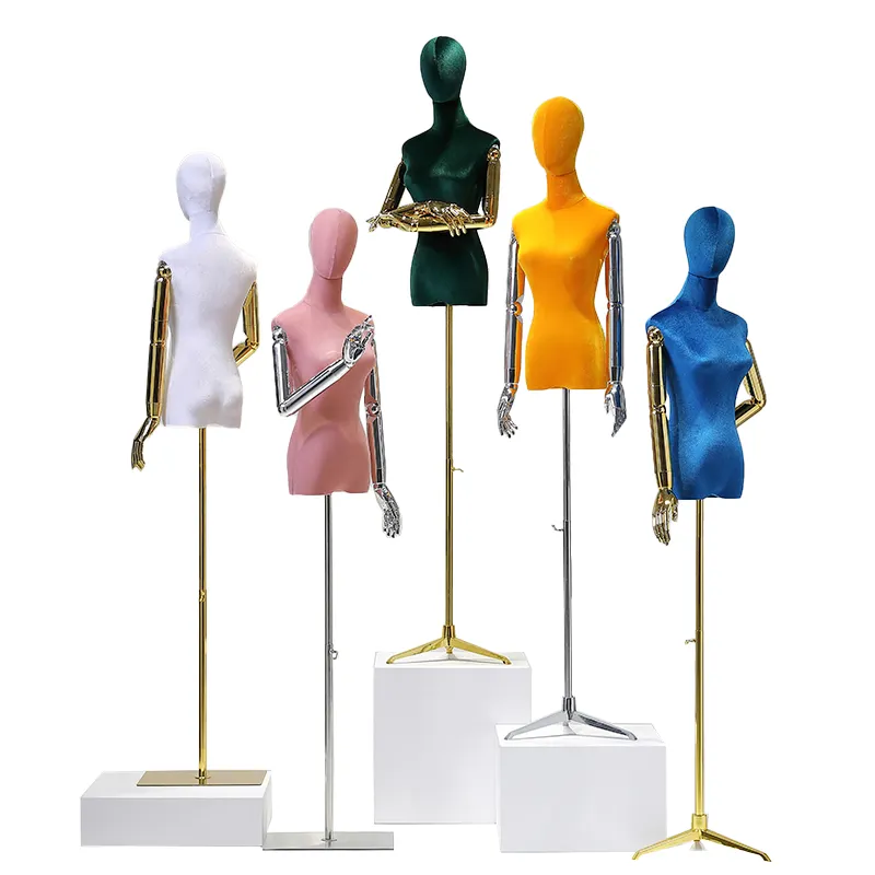7 Colors Boutique Upper Half Body Mannequin Stand Plating Hand Flexible Female Mannequin Torso for Lady