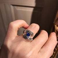 Bague bijoux haut de gamme Premier Vogue carré bleu royal avec design de banquet réglable élégant en cuivre luxueux