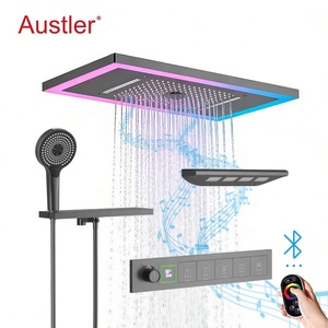 NUEVO Grifo de Ducha de Lujo con 5 Funciones, LED de Color, Inteligente, Termostático, Montado en la Pared, con Música - Product Image 1