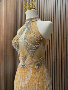 Luxury Sleeveless Bodycon Fringe Dress Silk Fabric with High-End Rhinestones for Women from Vietnam - Product Image 3