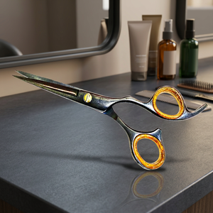 Ensemble de ciseaux professionnels pour cheveux ASAP, lames en acier au carbone recouvertes de papier noir brillant, manches en acier inoxydable, pour droitiers - Product Image 4