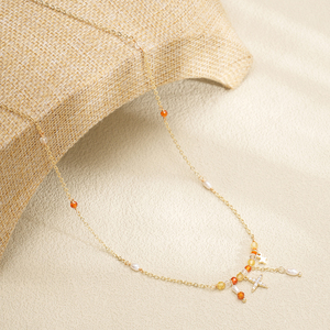 Set di Collane Stratificate Boho di Lusso Placcate in Oro 18K per Donne, Girocollo con Perline di Cristallo Giallo Citrino, Ciondolo a Stella, Collana a Y con Perle ABAS - Product Image 4