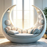 Canapé-lune rembourré minimaliste nordique, décoration artistique esthétique, siège confortable en tissu doux, canapé rond contemporain, siège de studio