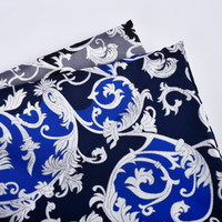 Nouveau design, tissu jacquard brocart de luxe en polyester, teint en fil bleu et blanc à motifs floraux, pour costume homme JSL-9233