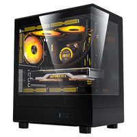 Boîtier d'ordinateur de bureau de jeu AIGO V60 Seaview Full Tower MicroATX panoramique avec refroidissement par eau 240 BLACK