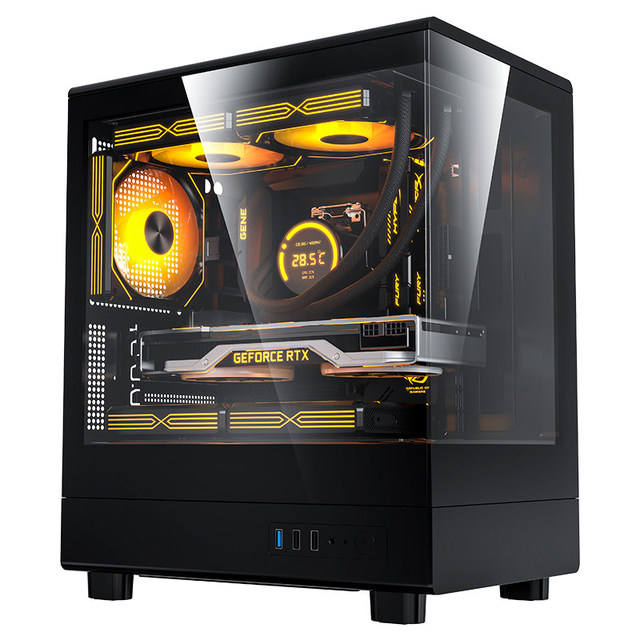 AIGO V60 Seaview Full Tower MicroATX Panoramic 240 Water Cooling BLACK Gaming Desktop Computer Host Case