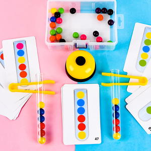 Jouet éducatif pour enfants CE CPC Clip perles jeu de correspondance des couleurs bataille jeu de société Tube de serrage jeu de balle pour les enfants - Product Image 3