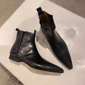 Botines de Piel Auténtica Estilo Francés con Punta en Pico para Mujer, Modelo 2026, Botas Planas a la Moda que Combinan con Todo - Product Image 2