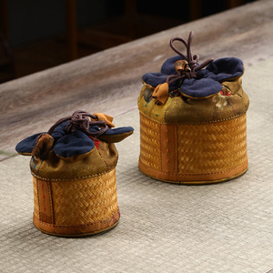 Bamboo Woven Tea <b>Storage</b> <b>Basket</b> Set Round Small Square Cup Holder For Tea Ceremony Accessories - Product Image 3