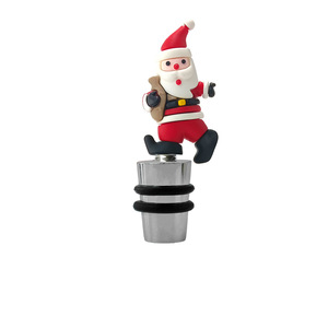 Santa Claus Wine Stoppers Black PVC Conical Bottle Seals Christmas Theme Wine Accessories For Wine Bottles - Product Image 2