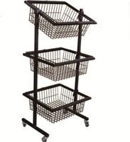 Étagère présentoir en fil d'acier multicouche, étagère présentoir moderne pour panier en treillis métallique d'épicerie à vendre