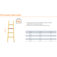 DT Serie FRP Isolierte Einzelstange 150kg Max. Belastung 1,5-5m FRP Leiter Isoliert für Elektroarbeiten Sicherheitsprodukt