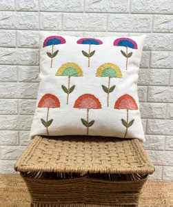 Funda de Cojín Cuadrada de Lino y Algodón, Estilo Nórdico, Diseño de Flores Bordadas Coloridas, Funda de Almohada Decorativa - Product Image 1