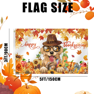 ธงสามเหลี่ยมสองด้านขนาด 3*5 ฟุต สำหรับวันขอบคุณพระเจ้า  เทคนิคการพิมพ์ดิจิทัล ของตกแต่งสนามหญ้ากลางแจ้ง - Product Image 3