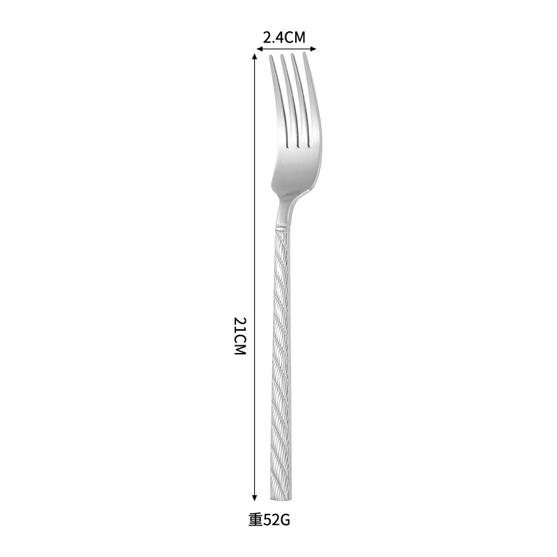 Fourchette de table à motif corde argentée