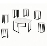 YUKAI Nouvelle conception Table basse moderne convertible 7 pièces avec panneaux MDF + PVC 1+6 CT-119 pour appartement