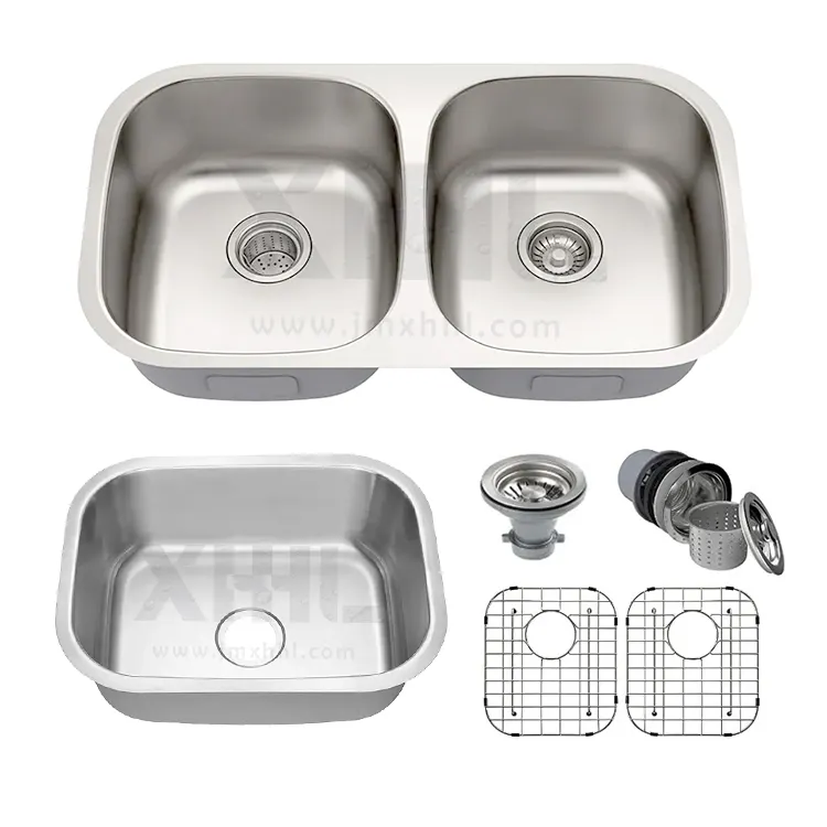 cUPC Standard Size Drop In Fregadero Single ss Metal Double Bowl Undermount Sink 304 Stainless Steel Kitchen Sink