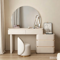 Coiffeuse de luxe moderne avec éclairage intégré et meuble de rangement, pour chambre à coucher, noir et blanc, pour filles, style vintage