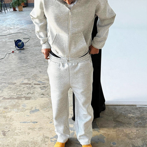 Ensemble <span class=keywords><strong>de</strong></span> survêtement homme <span class=keywords><strong>de</strong></span> haute qualité, pantalon <span class=keywords><strong>de</strong></span> jogging ample et sweat à capuche, uni, en molleton bouclette épais, personnalisable - Product Image 2
