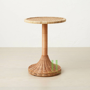 HNH Craft Rattan Coffee <b>Table</b> Woven Scalloped Rattan Side <b>Table</b> for Living Room Wicker <b>Tall</b> Side <b>Table</b> From Vietnam Factory - Product Image 2