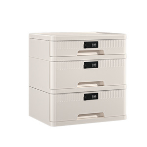 Desktop <b>Lockable</b> Filing Cabinet With Combination Lock 3 <b>Drawer</b> Solid Color Rectangle Standing Type Office Organizer - Product Image 2