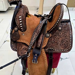 Nouvelle Selle de Cheval Western en Cuir Véritable, Design Rustique avec Clous en Cuivre, Portable, pour Dressage, Fabrication Personnalisée sur Mesure - Product Image 1