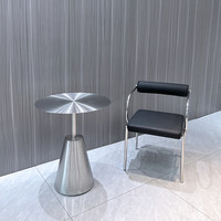 Table basse ronde en acier inoxydable minimaliste moderne, style industriel, avec base conique, pour café