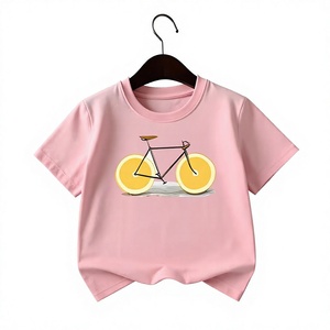 Customized Colors Short Sleeve T-Shirt With Cartoon Bicycle And Lemon Wheels Round Neck Casual Design - Product Image 1