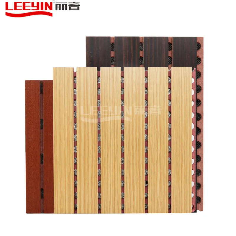 Leeyin MDF OEM Größe Hochwirksame Schallab sorption gerillte Holz akustik platte